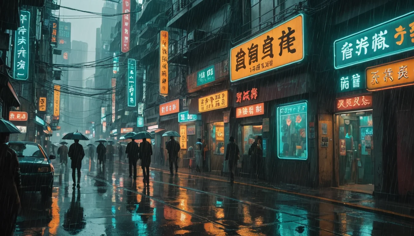 Amber Monsoon City — AI generated image