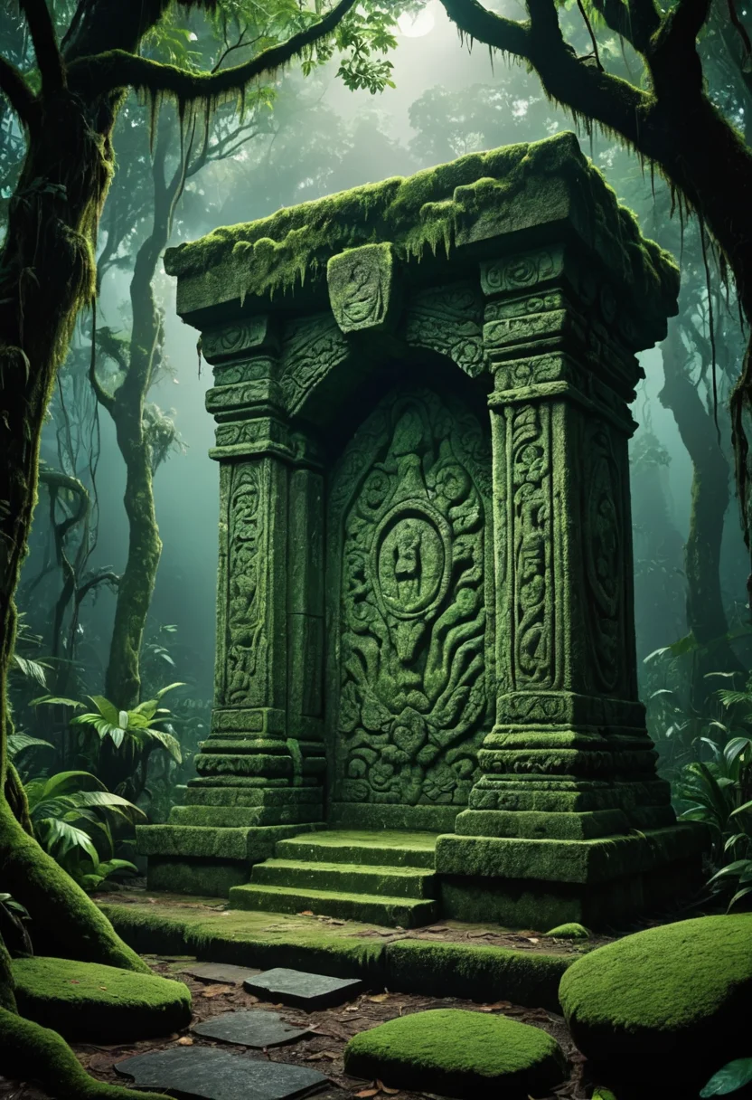 Moss-Covered Altar — AI generated image