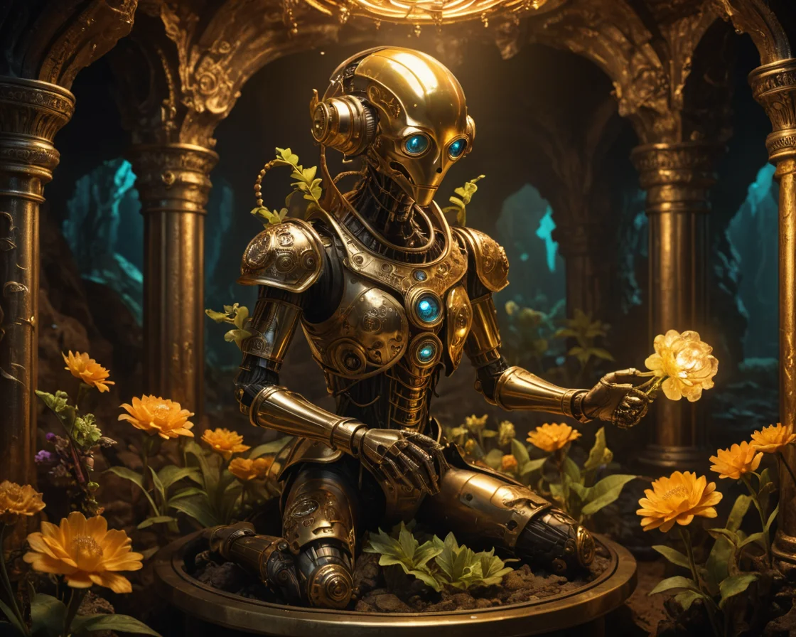 Brass Automaton Garden — AI generated image