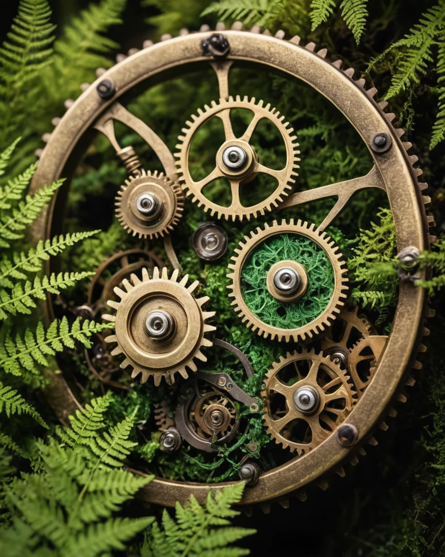 Clockwork Moss Growth — AI generated image