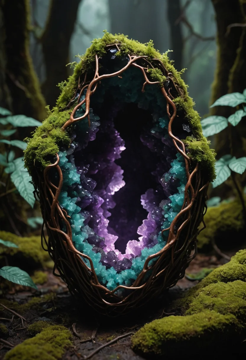 Oxidized Geode Garden — AI generated image