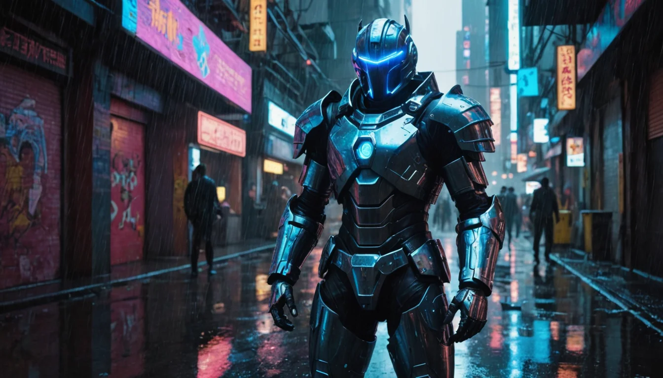 Cyborg Rain Knight — AI generated image