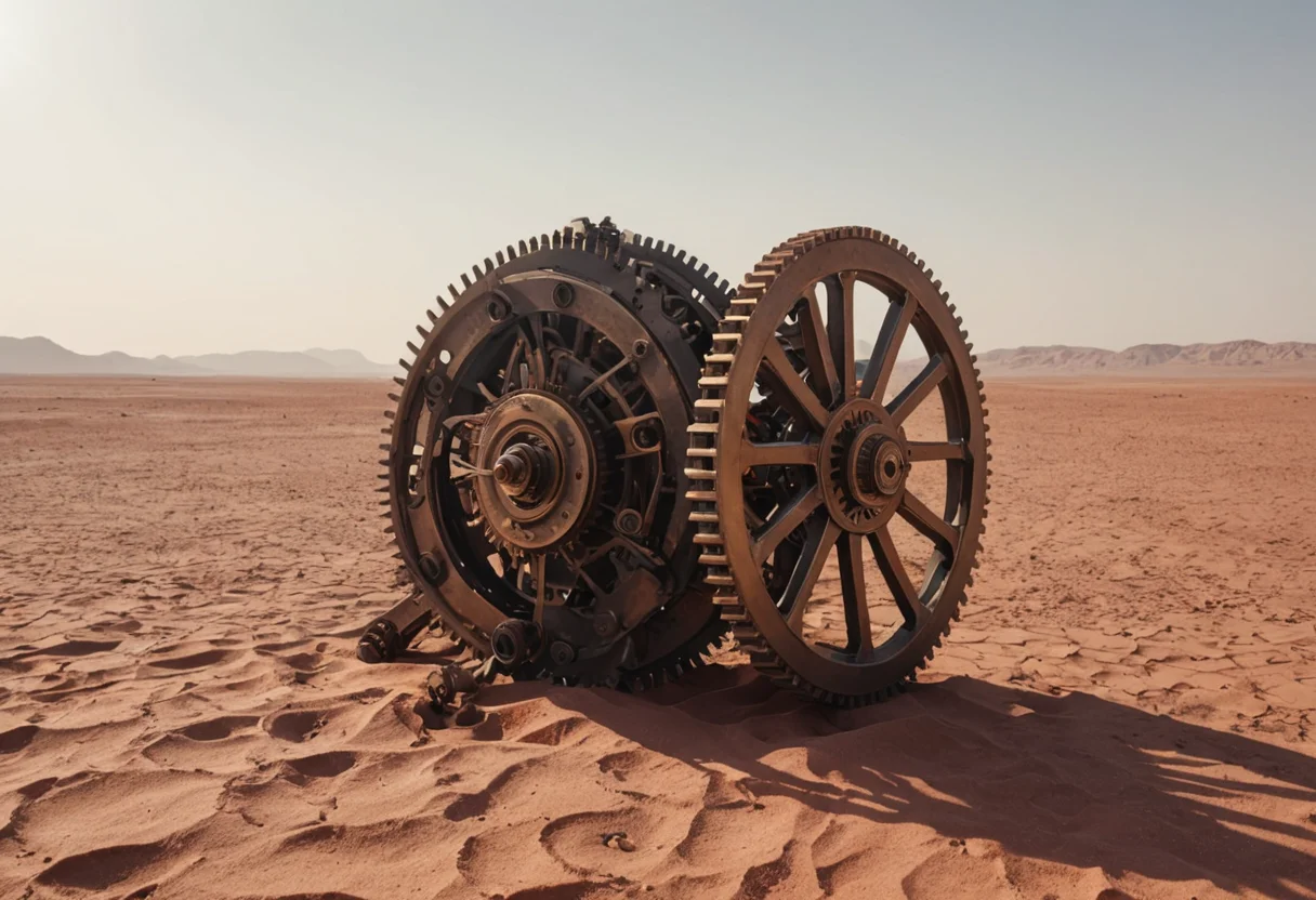Desert Mechanism Ruin — AI generated image
