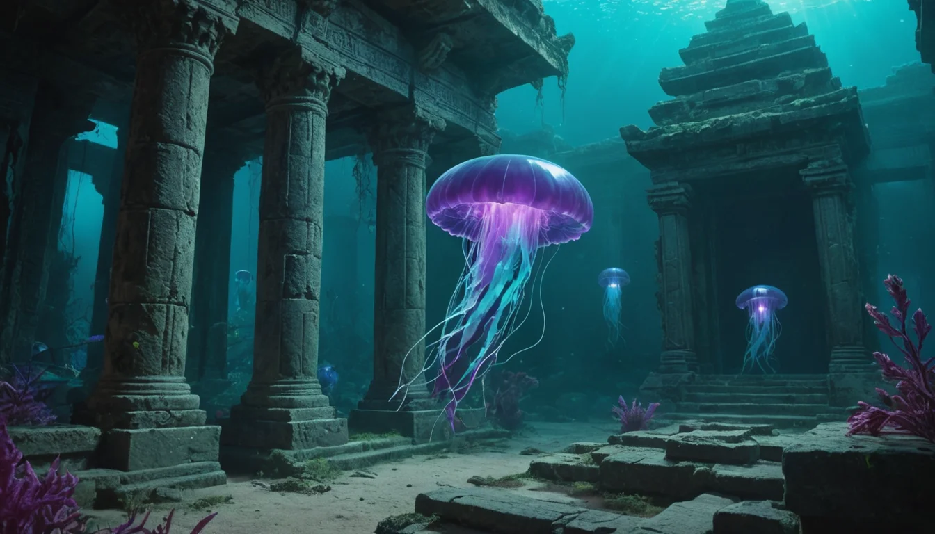 Luminescent Jellyfish Ruin — AI generated image