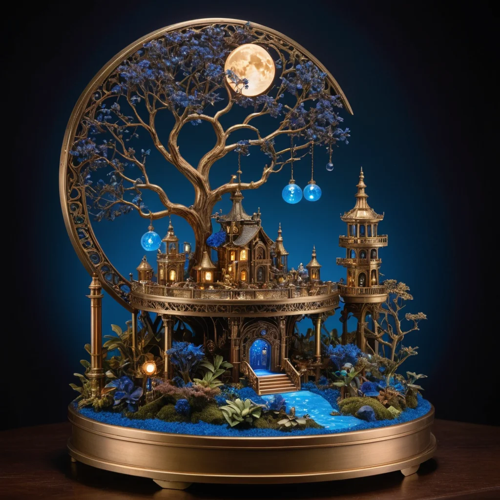 Lunar Clockwork Garden — AI generated image