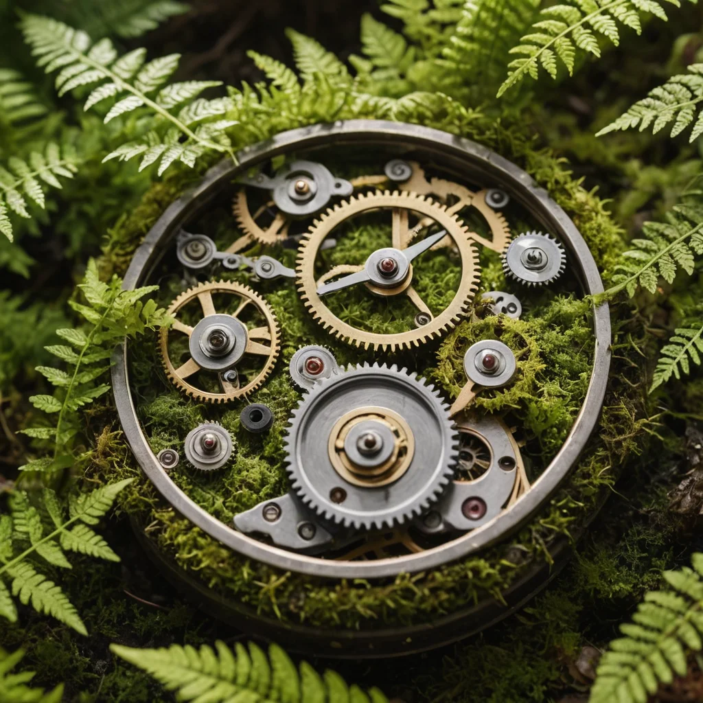 Mechanical Moss Garden (illustration) — AI generated image