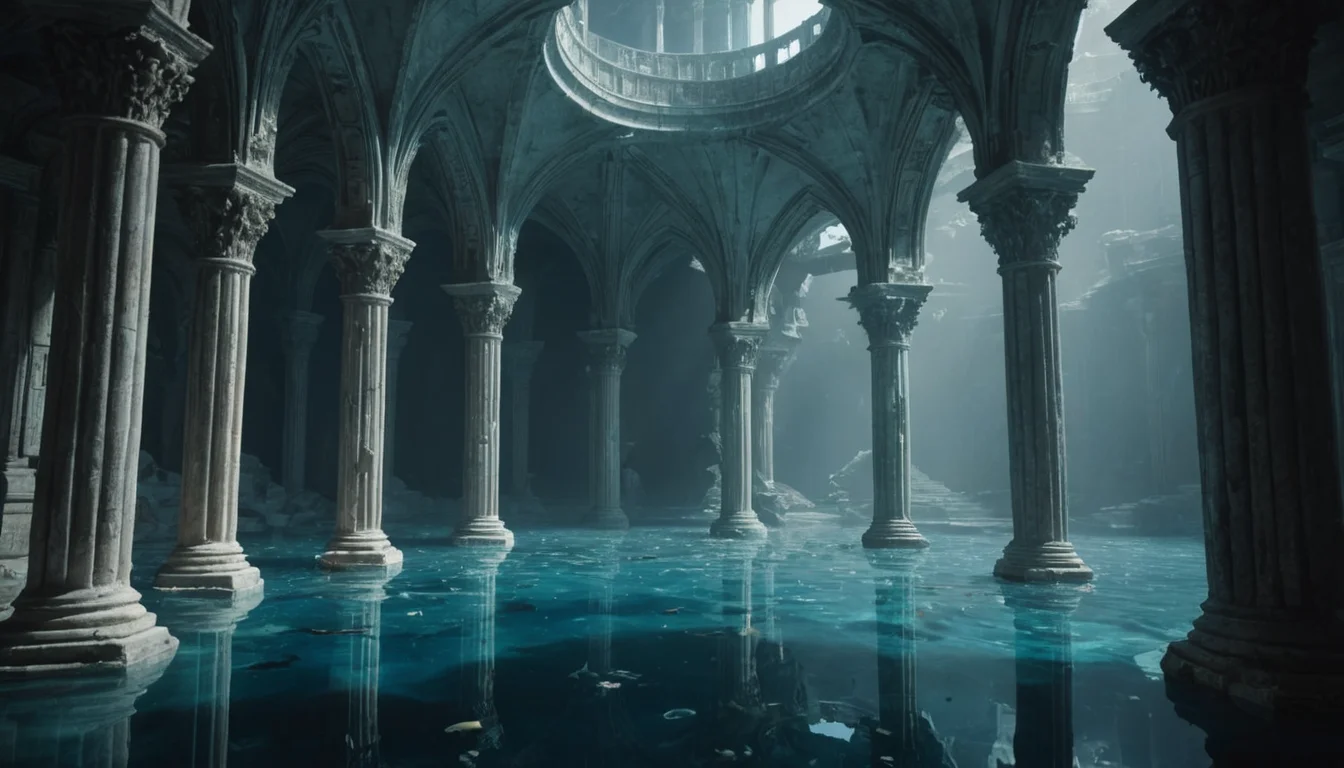 Submerged Library Citadel — AI generated image