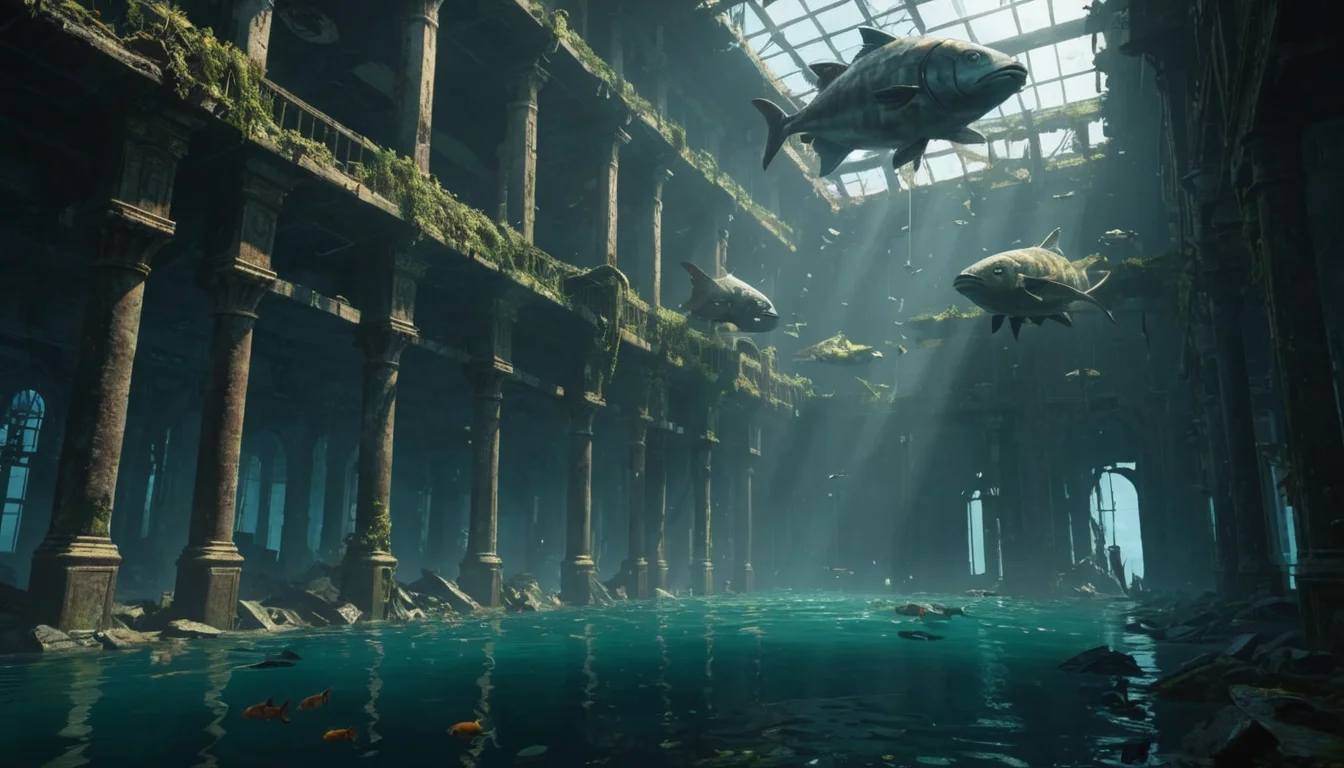 Submerged Monarch City — AI generated image