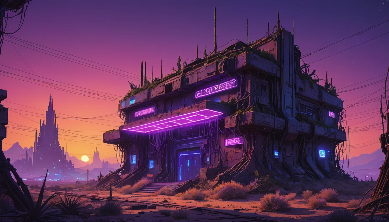 Synthwave Ruin Desert — AI generated image