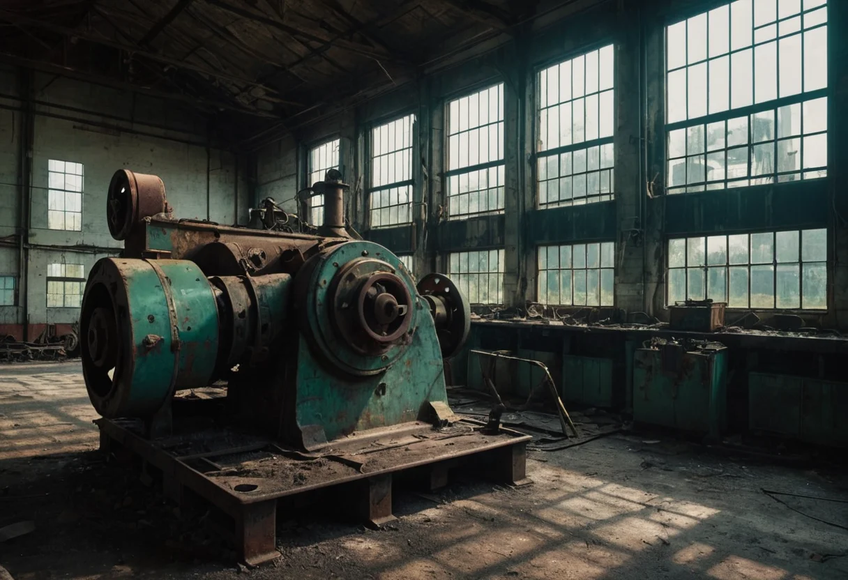 Verdigris Factory — AI generated image
